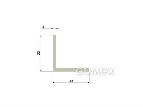Gumový profil tvaru "L", 22x22/2mm, 50°ShA, EPDM, -40°C/+100°C, šedý
